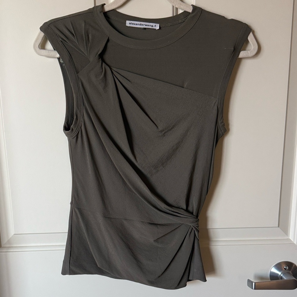 Alexander Wang T Draped Asymetrical Stretchy Jersey Sleeveless Top - Picture 5 of 5